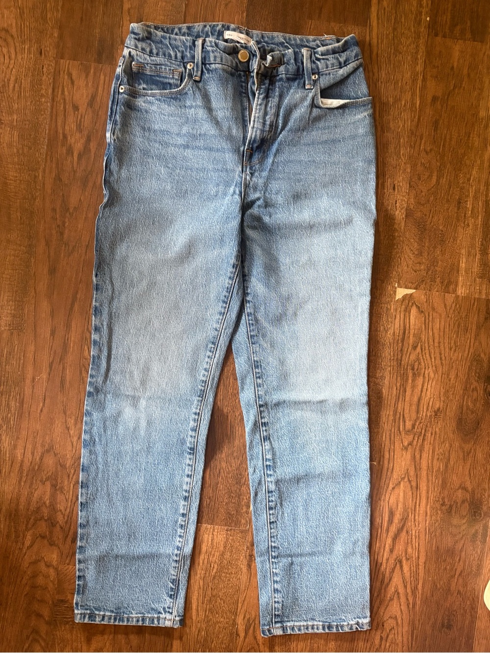 Good American Light Wash Slim Straight Jeans